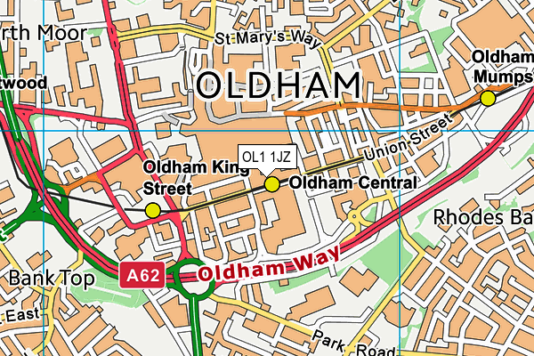 OL1 1JZ map - OS VectorMap District (Ordnance Survey)