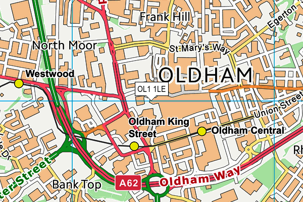 OL1 1LE map - OS VectorMap District (Ordnance Survey)