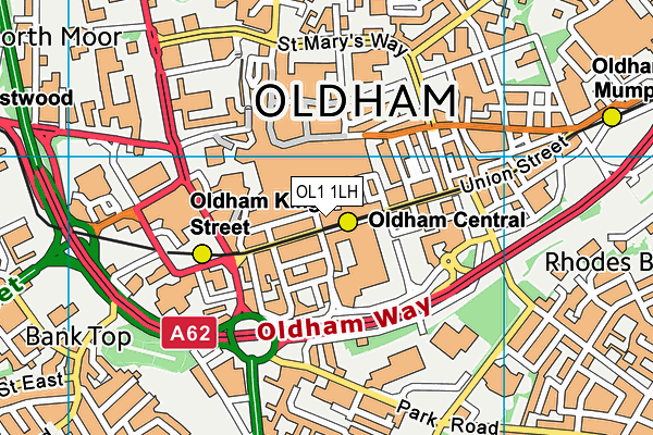 OL1 1LH map - OS VectorMap District (Ordnance Survey)