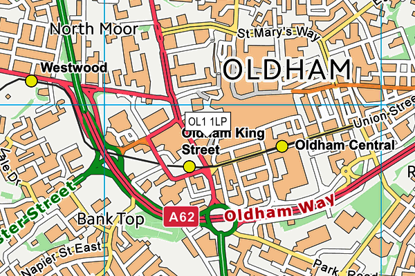 OL1 1LP map - OS VectorMap District (Ordnance Survey)