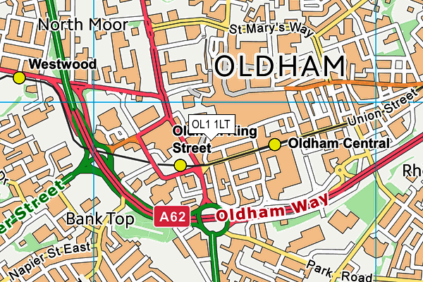 OL1 1LT map - OS VectorMap District (Ordnance Survey)