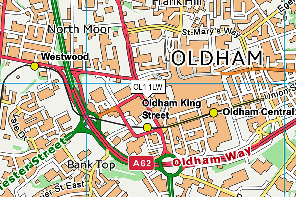 OL1 1LW map - OS VectorMap District (Ordnance Survey)