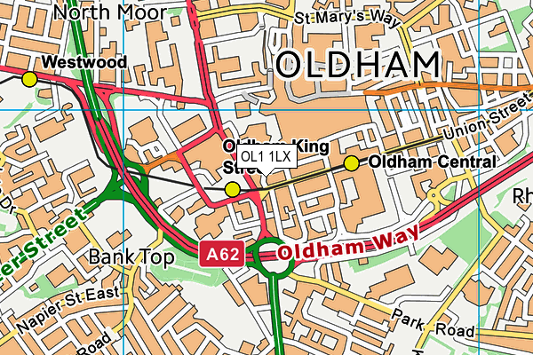OL1 1LX map - OS VectorMap District (Ordnance Survey)