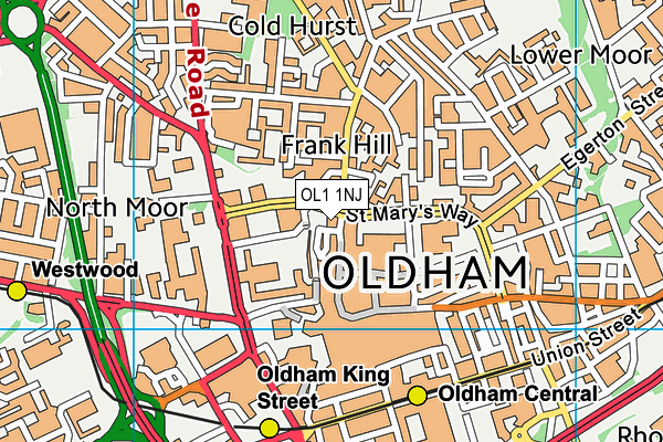 OL1 1NJ map - OS VectorMap District (Ordnance Survey)
