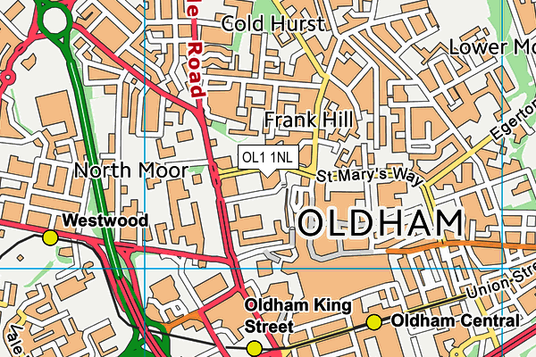 OL1 1NL map - OS VectorMap District (Ordnance Survey)