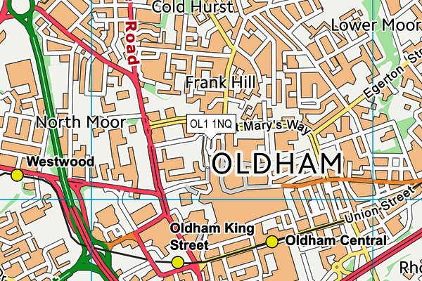 OL1 1NQ map - OS VectorMap District (Ordnance Survey)