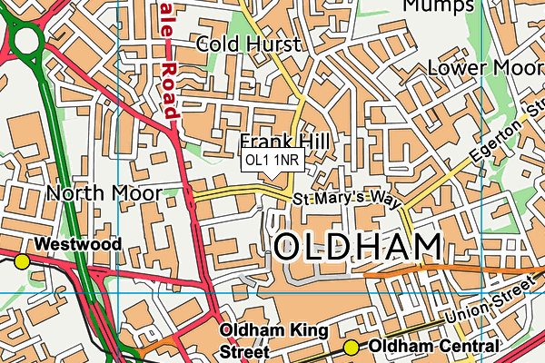 OL1 1NR map - OS VectorMap District (Ordnance Survey)