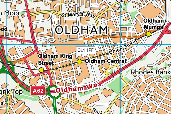 OL1 1PF map - OS VectorMap District (Ordnance Survey)