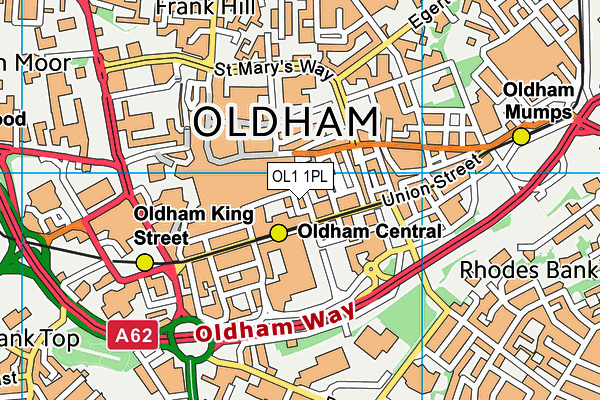 OL1 1PL map - OS VectorMap District (Ordnance Survey)