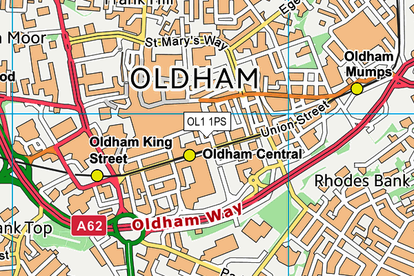 OL1 1PS map - OS VectorMap District (Ordnance Survey)