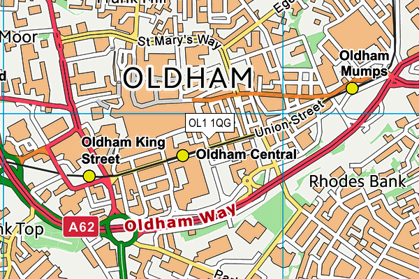 OL1 1QG map - OS VectorMap District (Ordnance Survey)
