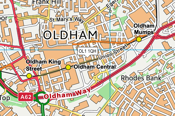 OL1 1QH map - OS VectorMap District (Ordnance Survey)
