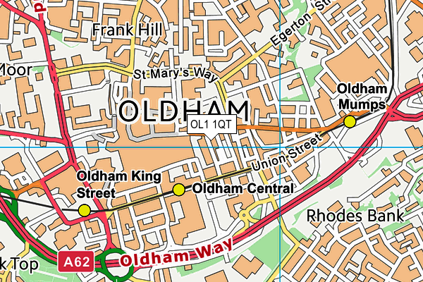 OL1 1QT map - OS VectorMap District (Ordnance Survey)
