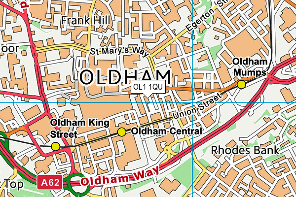 OL1 1QU map - OS VectorMap District (Ordnance Survey)
