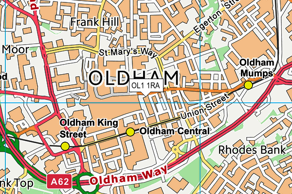 OL1 1RA map - OS VectorMap District (Ordnance Survey)
