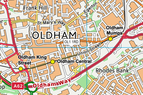 OL1 1RD map - OS VectorMap District (Ordnance Survey)