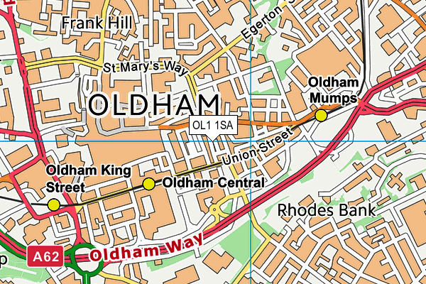 OL1 1SA map - OS VectorMap District (Ordnance Survey)
