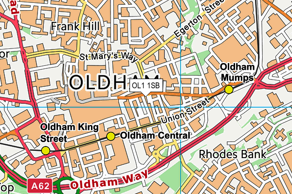 OL1 1SB map - OS VectorMap District (Ordnance Survey)