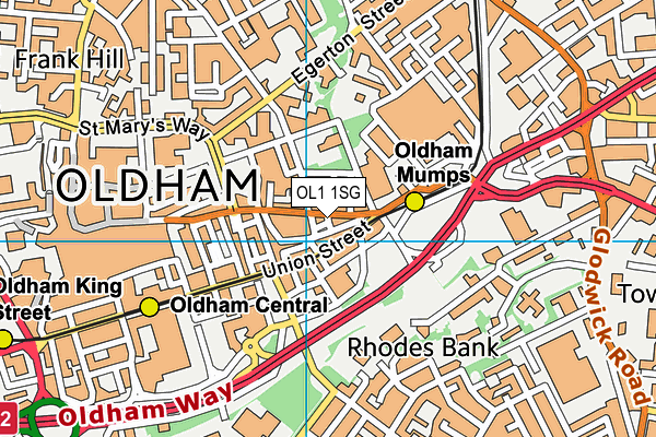 OL1 1SG map - OS VectorMap District (Ordnance Survey)