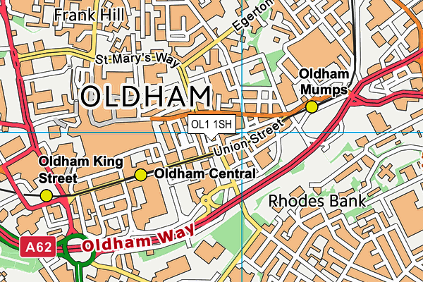 OL1 1SH map - OS VectorMap District (Ordnance Survey)