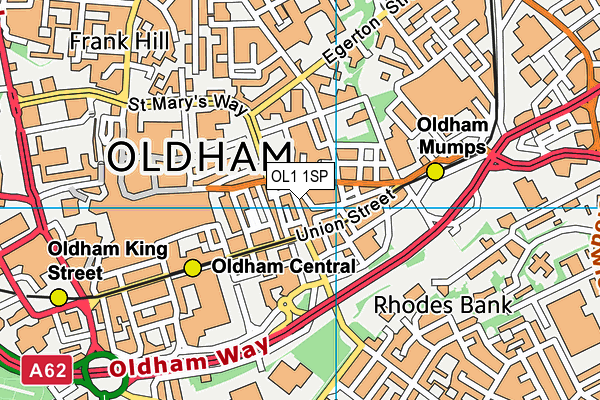 OL1 1SP map - OS VectorMap District (Ordnance Survey)