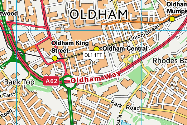 OL1 1TT map - OS VectorMap District (Ordnance Survey)