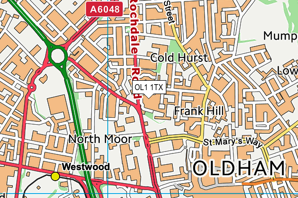 OL1 1TX map - OS VectorMap District (Ordnance Survey)