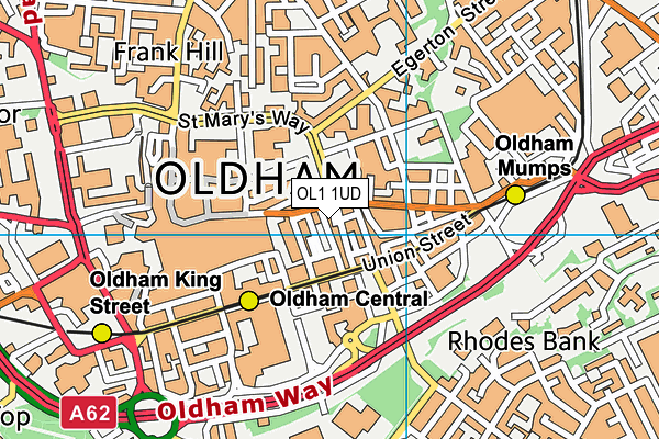 OL1 1UD map - OS VectorMap District (Ordnance Survey)