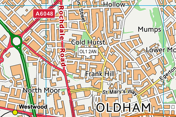 OL1 2AN map - OS VectorMap District (Ordnance Survey)