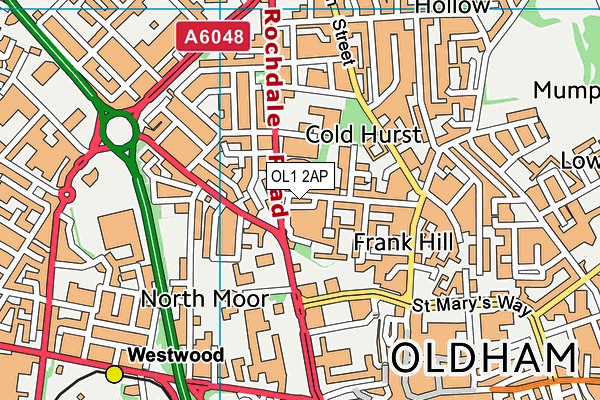 OL1 2AP map - OS VectorMap District (Ordnance Survey)