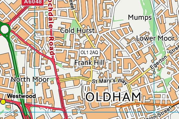 OL1 2AQ map - OS VectorMap District (Ordnance Survey)