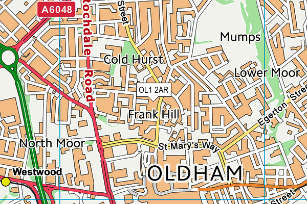 OL1 2AR map - OS VectorMap District (Ordnance Survey)