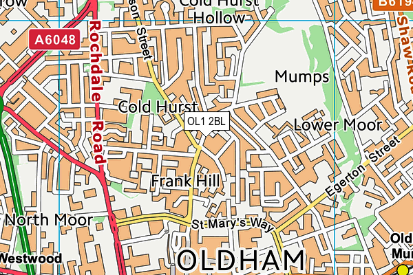 OL1 2BL map - OS VectorMap District (Ordnance Survey)