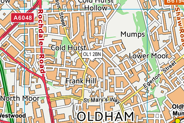 OL1 2BN map - OS VectorMap District (Ordnance Survey)