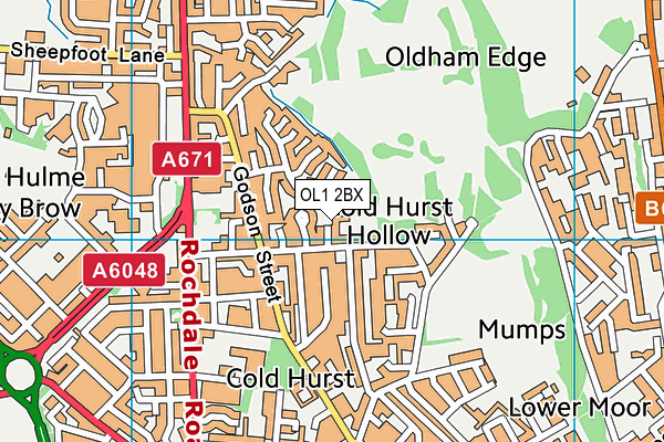 OL1 2BX map - OS VectorMap District (Ordnance Survey)