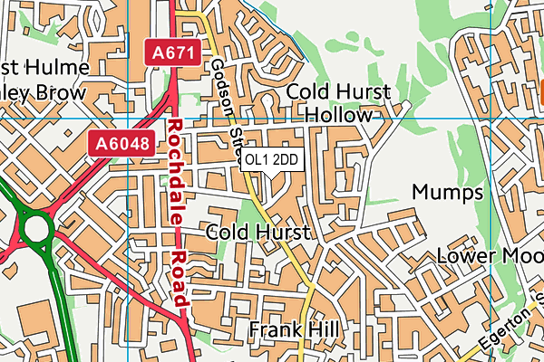 OL1 2DD map - OS VectorMap District (Ordnance Survey)