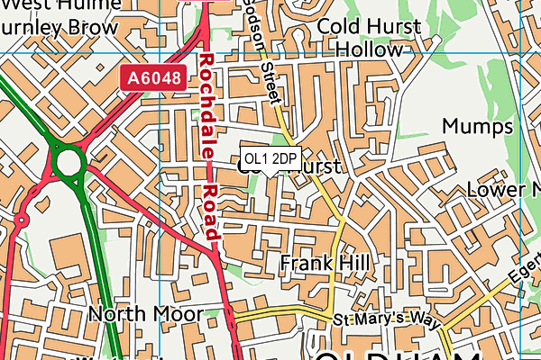 OL1 2DP map - OS VectorMap District (Ordnance Survey)