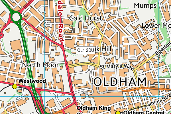 OL1 2DU map - OS VectorMap District (Ordnance Survey)