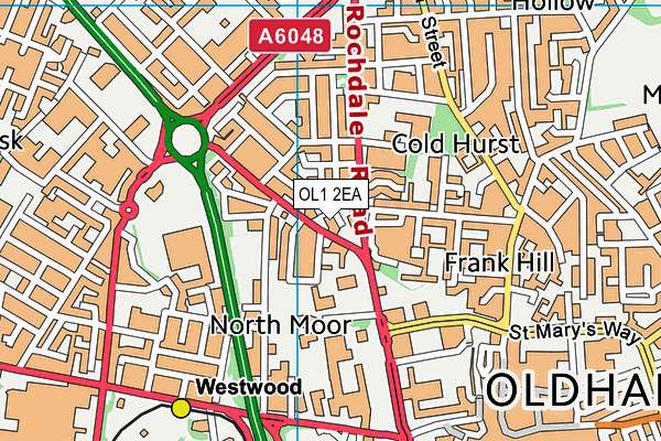 OL1 2EA map - OS VectorMap District (Ordnance Survey)