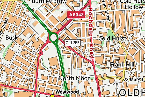 OL1 2EF map - OS VectorMap District (Ordnance Survey)