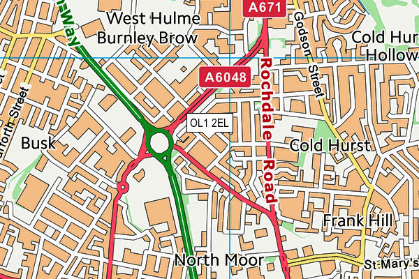 OL1 2EL map - OS VectorMap District (Ordnance Survey)