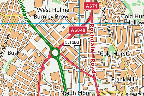 OL1 2EQ map - OS VectorMap District (Ordnance Survey)