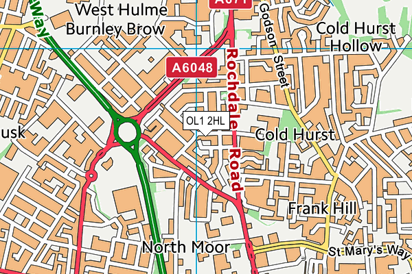 OL1 2HL map - OS VectorMap District (Ordnance Survey)