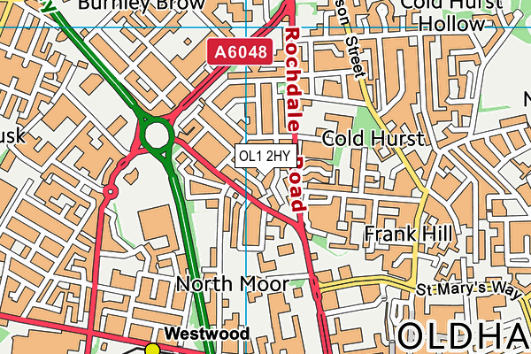 OL1 2HY map - OS VectorMap District (Ordnance Survey)