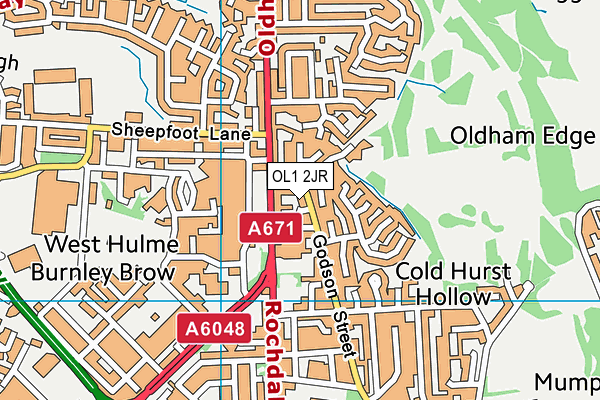 OL1 2JR map - OS VectorMap District (Ordnance Survey)