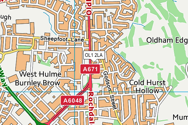 OL1 2LA map - OS VectorMap District (Ordnance Survey)