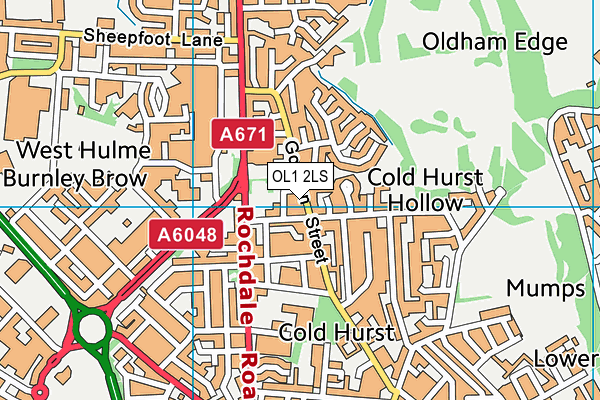 OL1 2LS map - OS VectorMap District (Ordnance Survey)