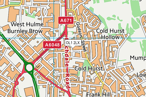 OL1 2LX map - OS VectorMap District (Ordnance Survey)