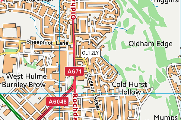 OL1 2LY map - OS VectorMap District (Ordnance Survey)