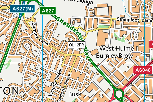 OL1 2PR map - OS VectorMap District (Ordnance Survey)